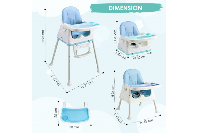 Sunbaby Mealtime Baby High Chair (SB-4330-BLUE)