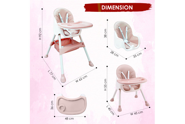Sunbaby Mealtime Baby High Chair (SB-4440-PINK)
