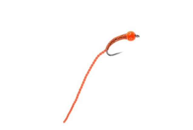 BARBLESS HOLO FLEXI WORM BUG ORANGE x 12