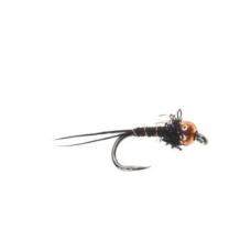 BEADED BLACK COPPERHEAD NYMPH BARBLESS x 12