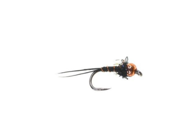 BEADED BLACK COPPERHEAD NYMPH BARBLESS x 12