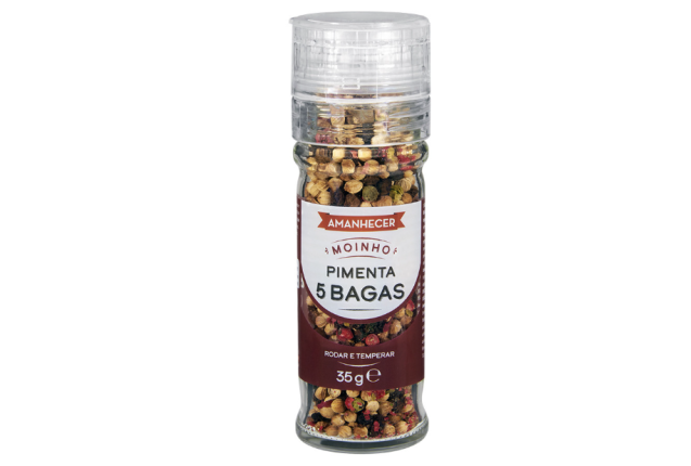 Amanhecer Black Pepper Mill 5 Berries 45g – Aromatic Spice Blend x 8