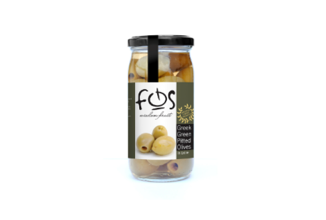 GREEN OLIVES "CHALKIDIKIS - Pitted Glass Jar - 360gr per carton