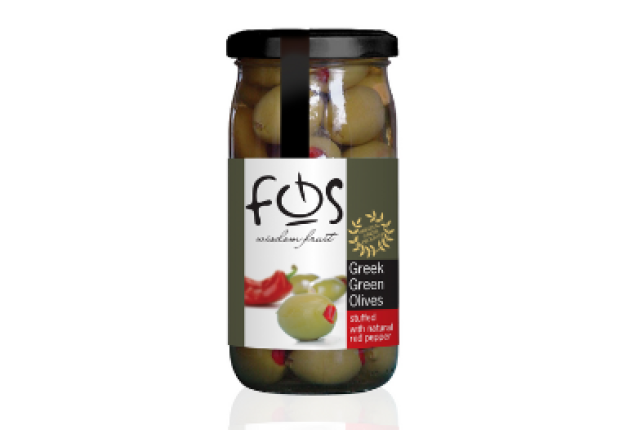 GREEN OLIVES "CHALKIDIKIS - Green Stuffed Olives - Natural pepper - 360gr per carton