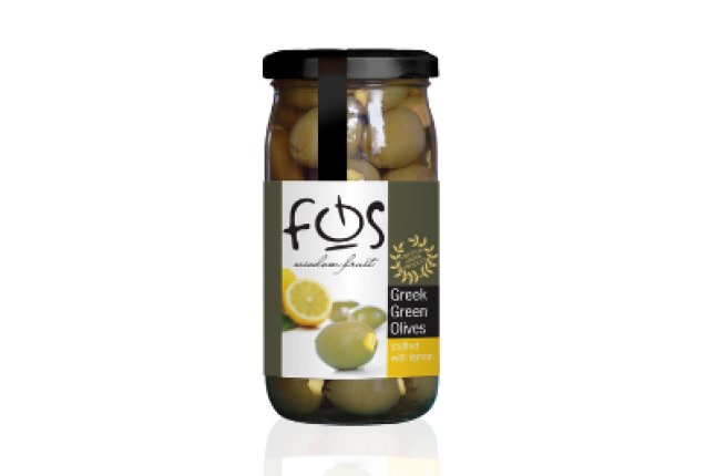 GREEN OLIVES "CHALKIDIKIS - Green Stuffed Olives - Lemon 360gr jar per carton