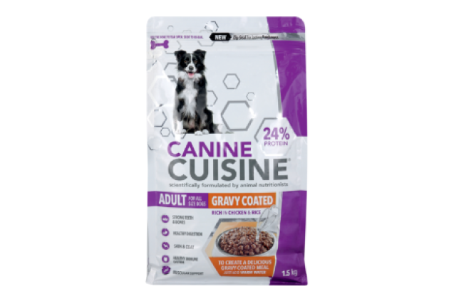 CANINE CUISINE GRAVY COATED ALL SIZE DOGS -1. 5kg x 10