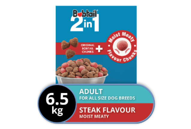 BOBTAIL 2IN1 CHUNKS MOIST MEATY STEAK - 6.5kg