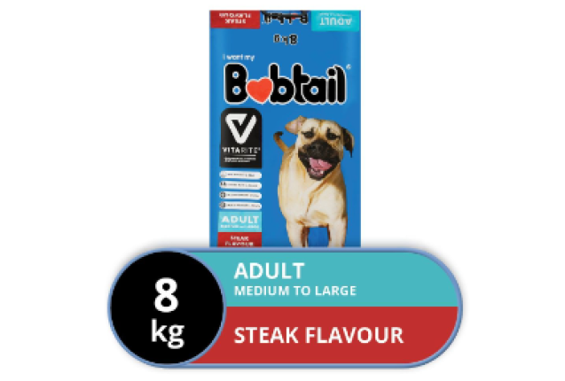 BOBTAIL MED/LARGE ADULT STEAK - 8kg