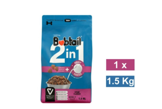 BOBTAIL 2IN1 CHUNKS GRAVY COATED STEAK- 1.5kg x 10