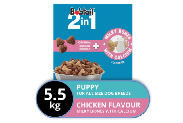 BOBTAIL 2IN1 PUP MILKY BONES CHICKEN 5.5kg