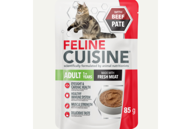 FELINE CUISINE WET CAT FOOD ADULT BEEF PATE - 85g x 48
