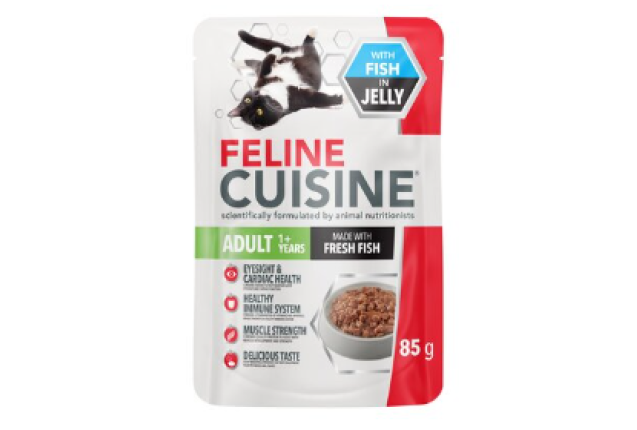 FELINE CUISINE WET CAT FOOD ADULT FISH JELLY  - 85g x 48