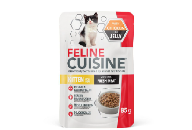 FELINE CUISINE WET CAT FOOD KITTEN CHICKEN JELLY - 85g x 48