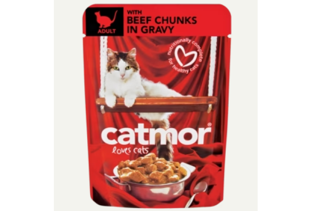 CATMOR Adult Beef Chunks in Gravy - 70g x 36