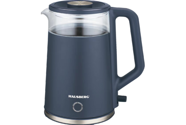 HAUSBERG ELECTRIC PLASTIC COATED GLASS KETTLE - HB-3619BL x 12