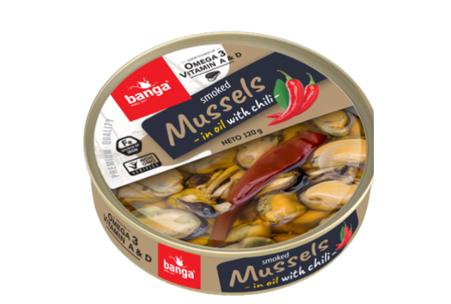 Smoked mussels in oil with chili - 120g x 15
