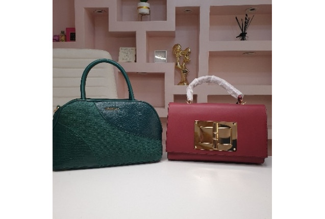 Fashion Classic Handbags - Green and Wine