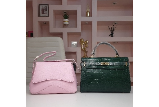 Fashion Classic Handbags - Pink and Green
