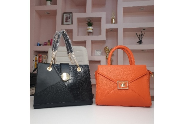 Fashion Classic Handbags - Orange and Black