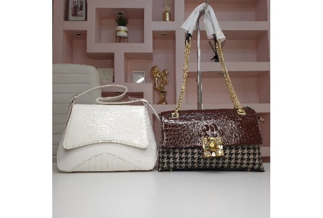 Fashion Classic Handbags - White and Brown