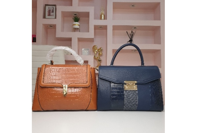 Fashion Classic Handbags - Orange and Blue
