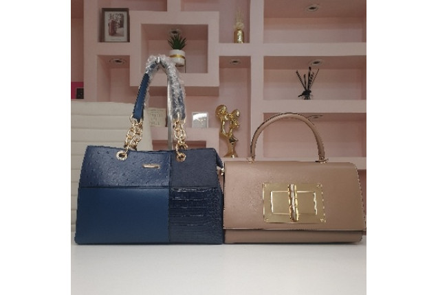 Fashion Classic Handbags - Blue and Brown