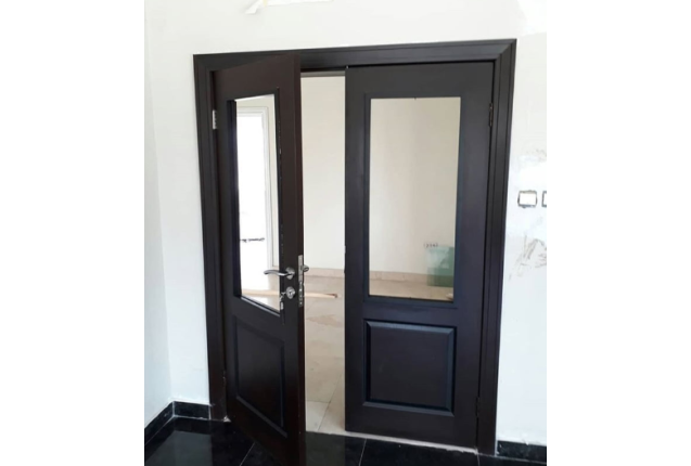 Double Leaf Panel Door with Glass Insert – EQDR012