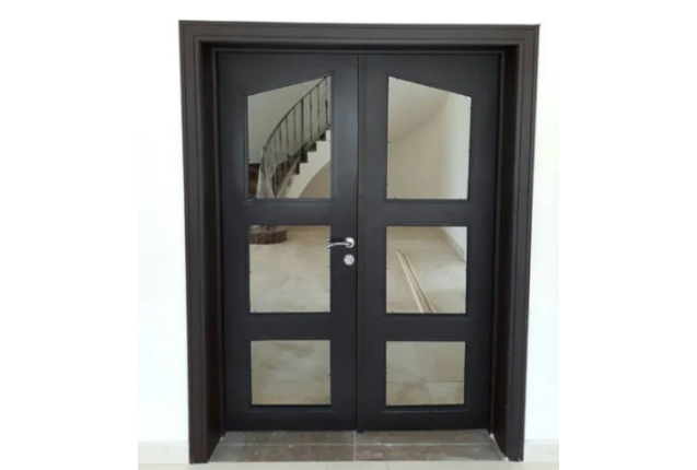 Double Leaf Panel Door with Glass Insert – EQDR011