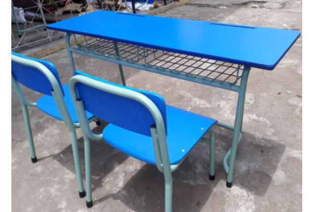 Double Seater Classroom Desk with Metal Frame – EQCLRT073