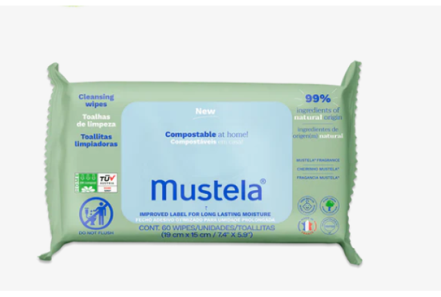 MUSTELA BIODEGRADABLE & HOME COMPOSTABLE WIPES WITHOUT FRAGRANCE WIPES X60 x 24