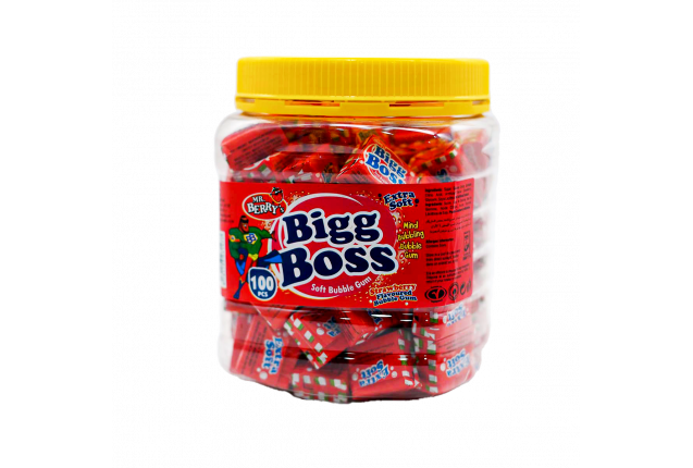 BIGG BOSS Strawberry Flavour JAR (100 Pieces) x 6