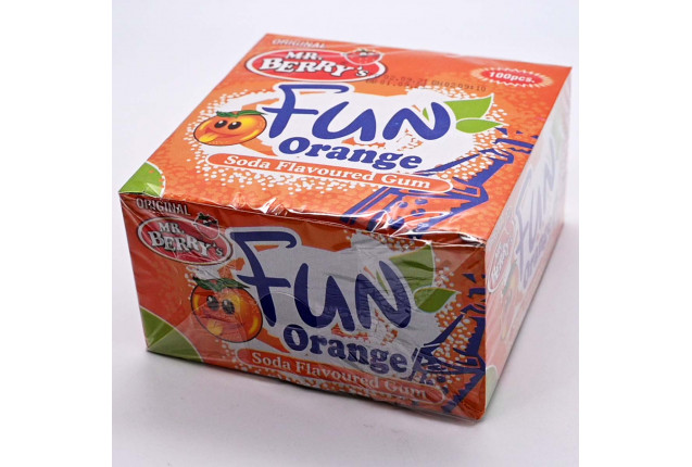 FUN Orange Flavour Bubble Gum (100 Pieces) x 20
