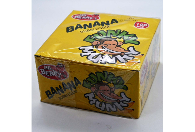 FUNKY MUNKY Banana Flavour Bubble Gum (100 Pieces) x 20