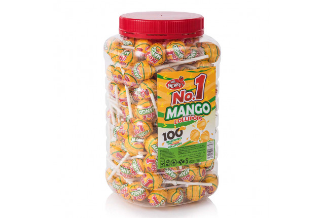 NO. 1 Mango Flavoured Lollipops JAR (100 Pcs) x 6