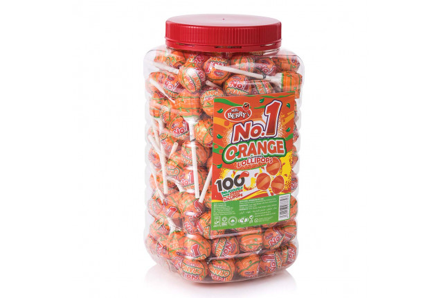 NO. 1 Orange Flavoured Lollipops JAR (100 Pcs) x 6
