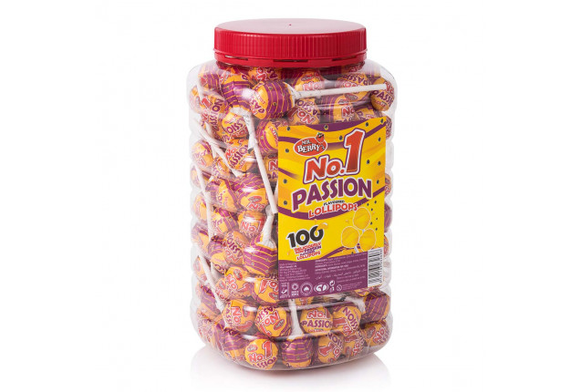 NO. 1 Passion Flavoured Lollipops JAR (100 Pcs) x 6