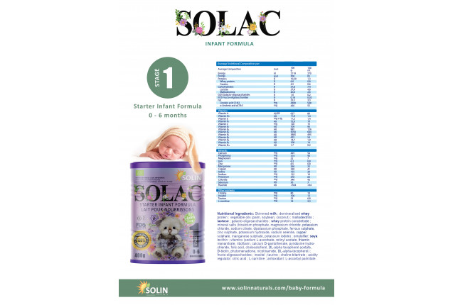 SOLAC INFANT FORMULA - STAGE 1 (0-6 months) x 24