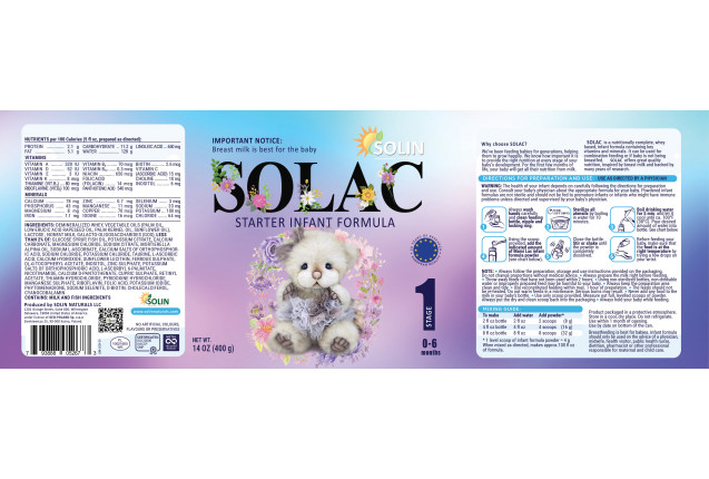 SOLAC INFANT FORMULA - STAGE 1 (0-6 months) x 24