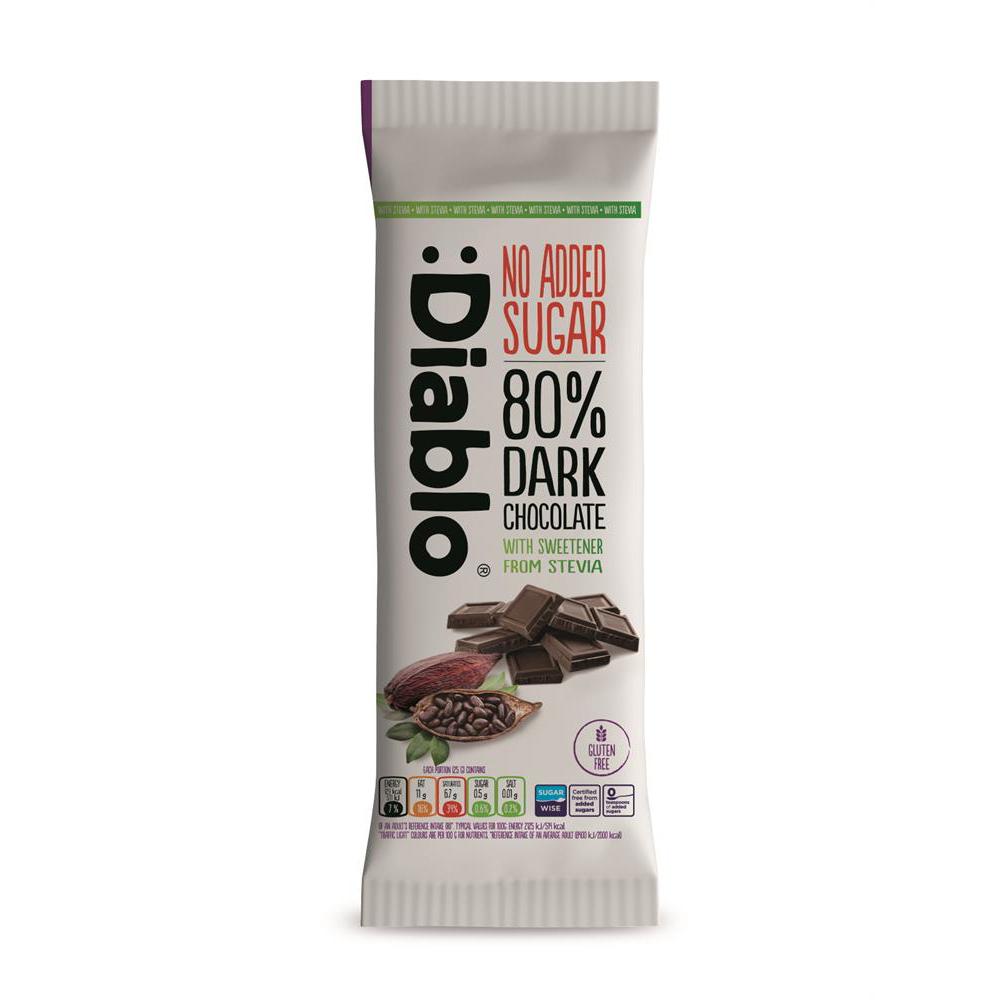 :Diablo Stevia Dark Chocolate 80% 75g x 15